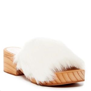 Free People White Faux Fur Sonnet Clog